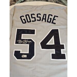 Goose Gossage Autographed/Signed Jersey Beckett Sticker Grey Custom Jersey Rich